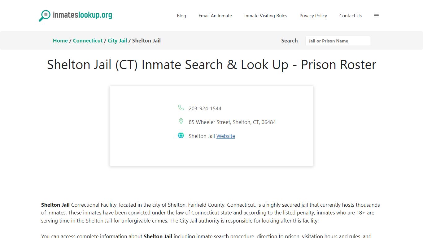 Shelton Jail (CT) Inmate Search & Look Up - Prison Roster